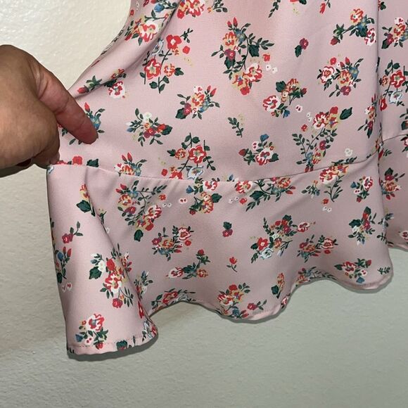 A Beautiful Soul Pink Floral 3/4 Bell Sleeve Deep V Neck Dress Women's Plus 2X - Picture 7 of 13